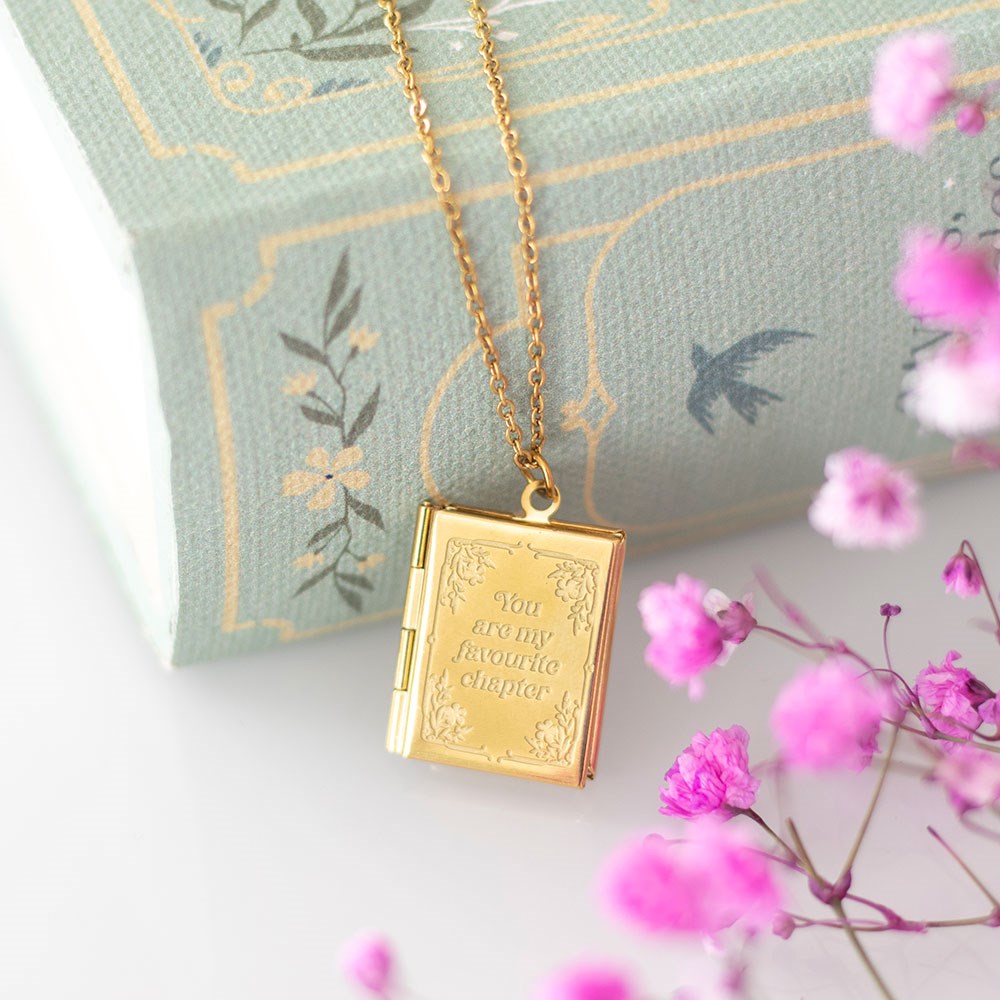 Book Club Gold Tone 3D Book Shaped Jewellery Set | Necklace & Earrings Gift Box