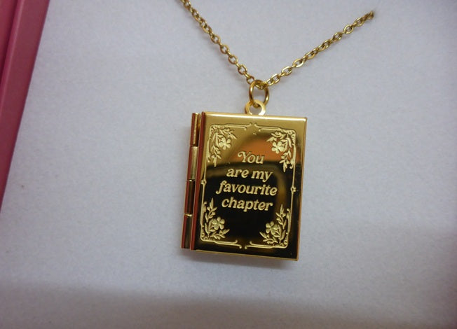 Book Club Gold Tone 3D Book Shaped Jewellery Set | Necklace & Earrings Gift Box