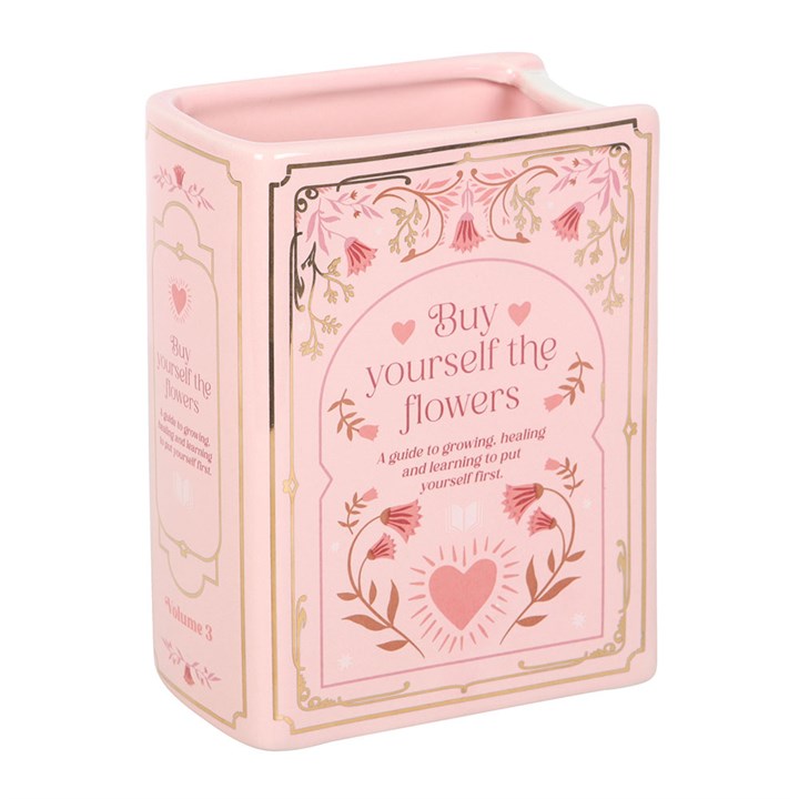 Something Different Book Club Buy Yourself The Flowers Pink Ceramic Book Shaped Flower Vase