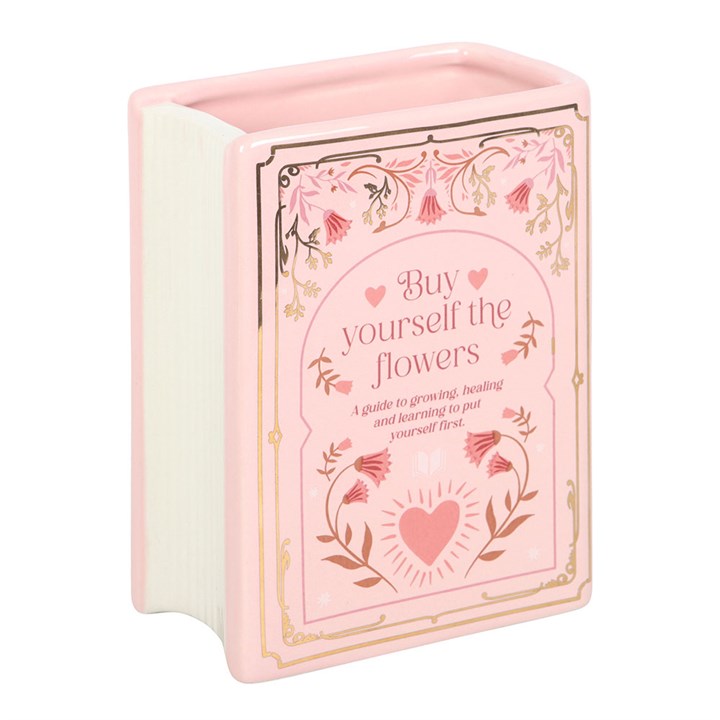 Something Different Book Club Buy Yourself The Flowers Pink Ceramic Book Shaped Flower Vase