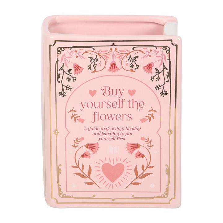 Something Different Book Club Buy Yourself The Flowers Pink Ceramic Book Shaped Flower Vase