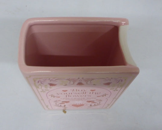 Something Different Book Club Buy Yourself The Flowers Pink Ceramic Book Shaped Flower Vase