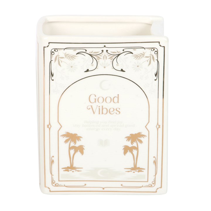 Something Different Book Club Good Vibes White Ceramic Book Shaped Flower Vase