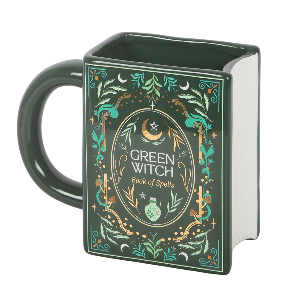 Green Witch Book of Spells Book Shaped Ceramic Mug | The Gothic Book Club | Something Different (Copy)
