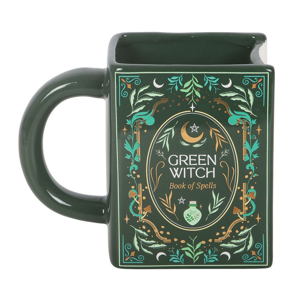 Green Witch Book of Spells Book Shaped Ceramic Mug | The Gothic Book Club | Something Different (Copy)