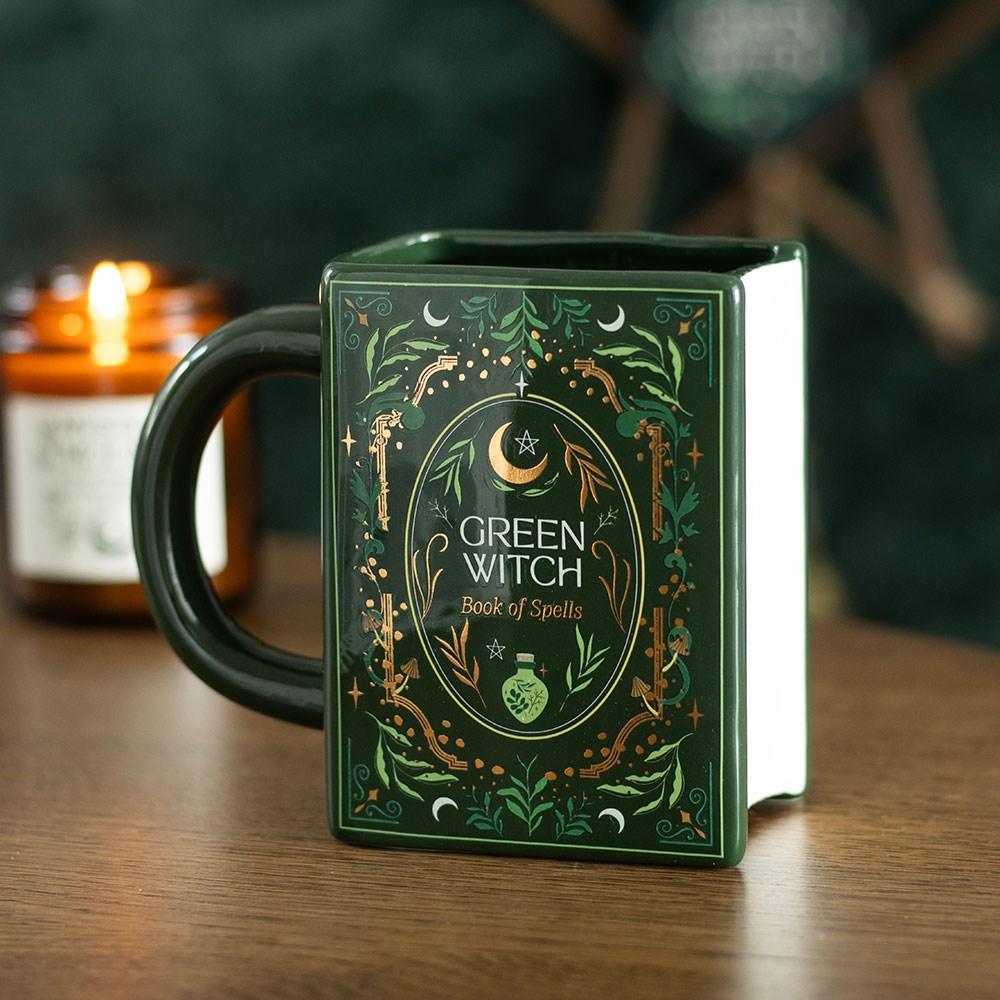 Green Witch Book of Spells Book Shaped Ceramic Mug | The Gothic Book Club | Something Different (Copy)