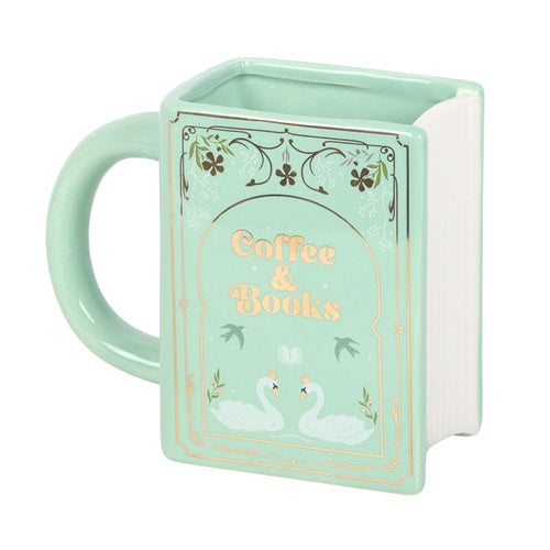 Coffee & Books Book Shaped Ceramic Mug | Green | The Book Club | Something Different