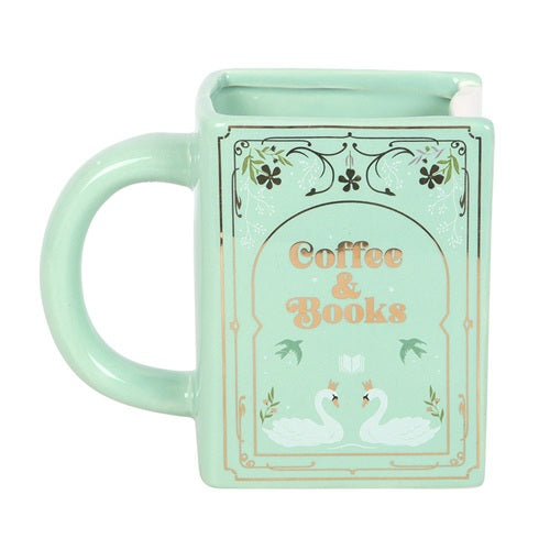 Coffee & Books Book Shaped Ceramic Mug | Green | The Book Club | Something Different