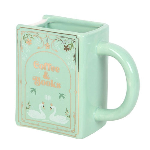 Coffee & Books Book Shaped Ceramic Mug | Green | The Book Club | Something Different