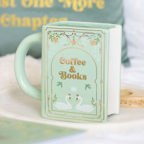 Coffee & Books Book Shaped Ceramic Mug | Green | The Book Club | Something Different