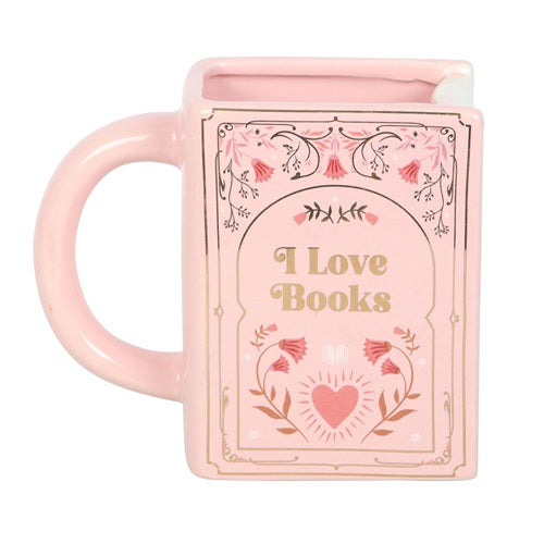 I Love Books Book Shaped Ceramic Mug | Pink | The Book Club | Something Different
