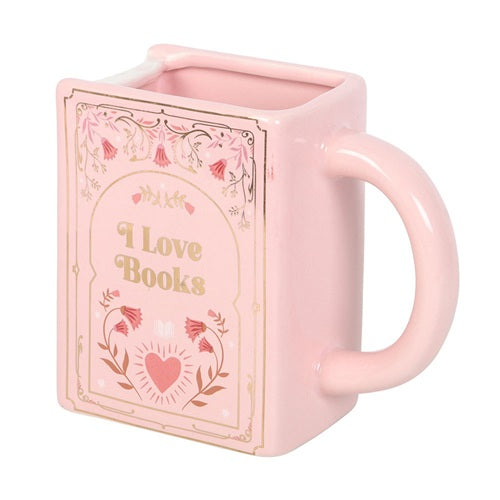 I Love Books Book Shaped Ceramic Mug | Pink | The Book Club | Something Different