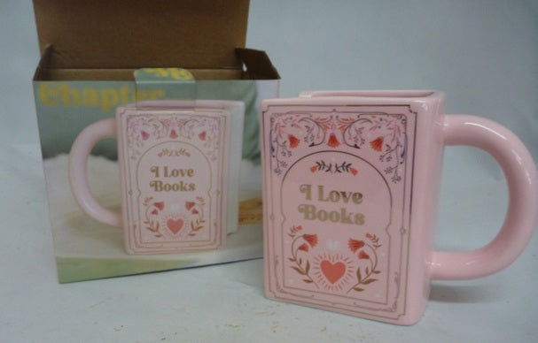 I Love Books Book Shaped Ceramic Mug | Pink | The Book Club | Something Different