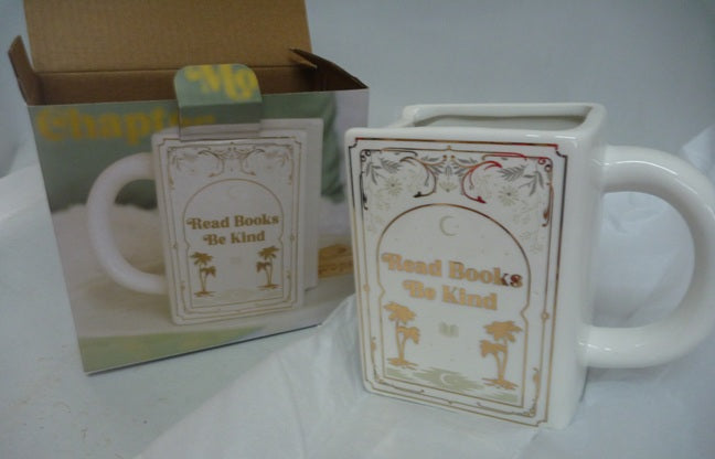 Read Books Be Kind Book Shaped Ceramic Mug | White | The Book Club | Something Different