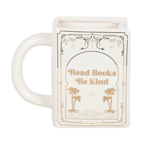 Read Books Be Kind Book Shaped Ceramic Mug | White | The Book Club | Something Different