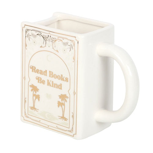 Read Books Be Kind Book Shaped Ceramic Mug | White | The Book Club | Something Different