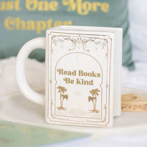 Read Books Be Kind Book Shaped Ceramic Mug | White | The Book Club | Something Different