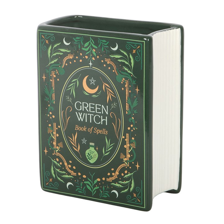 Green Witch Book of Spells Shaped Flower Vase | Gothic Book Club | Something Different