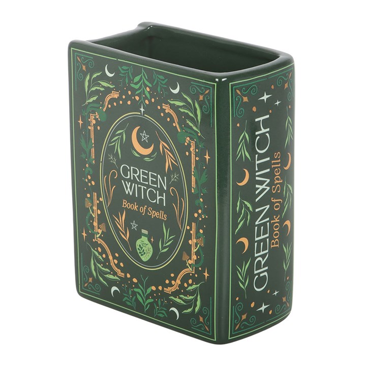Green Witch Book of Spells Shaped Flower Vase | Gothic Book Club | Something Different