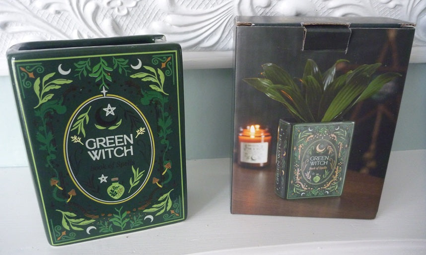 Green Witch Book of Spells Shaped Flower Vase | Gothic Book Club | Something Different