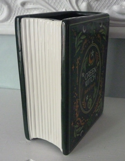 Green Witch Book of Spells Shaped Flower Vase | Gothic Book Club | Something Different