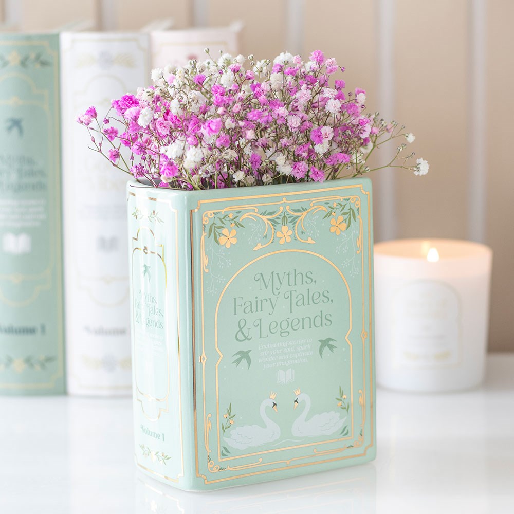 Something Different Book Club Myths Fairy Tales & Legends Green Ceramic Book Flower Vase