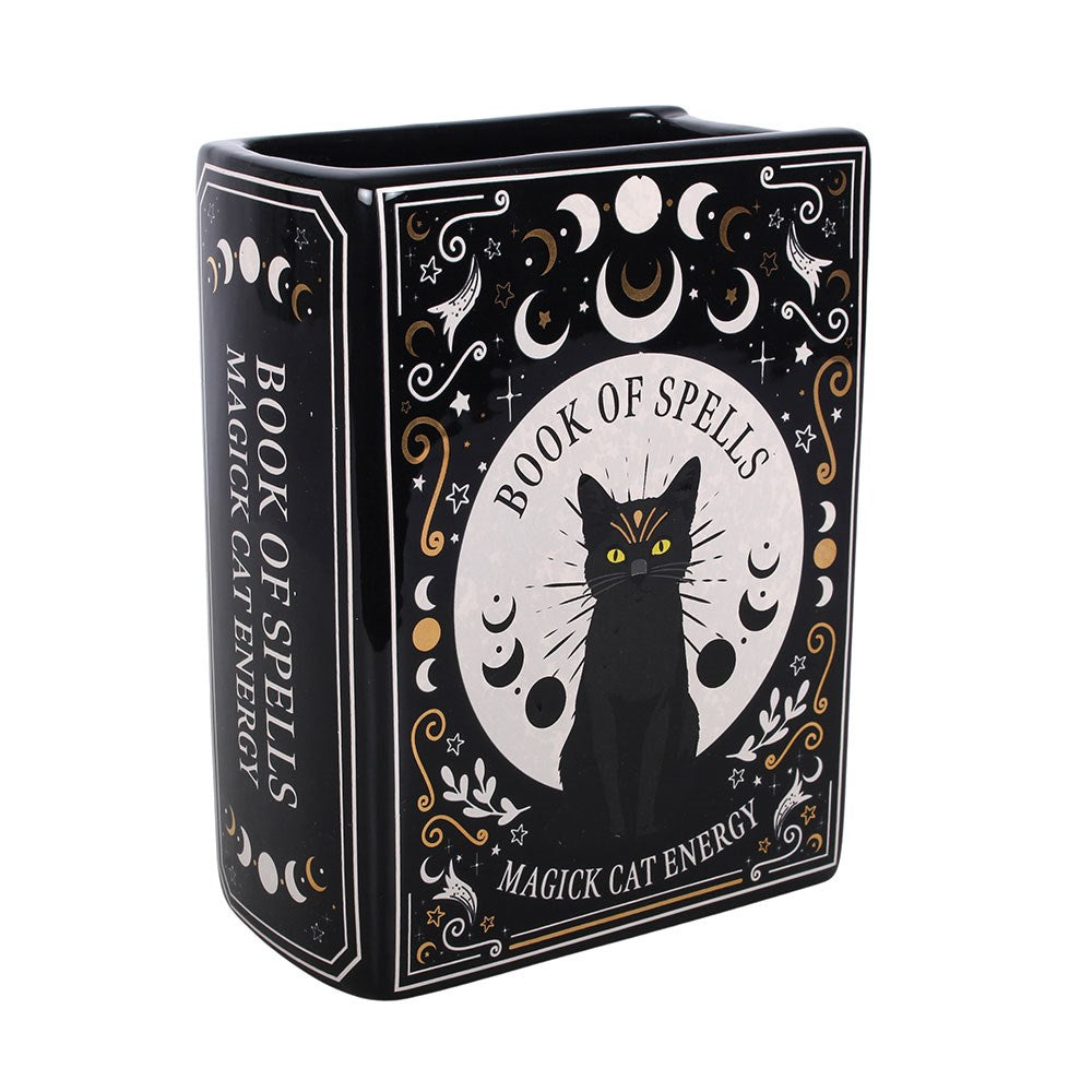 Black Cat Magick Book of Spells Shaped Flower Vase | Spirit of Equinox