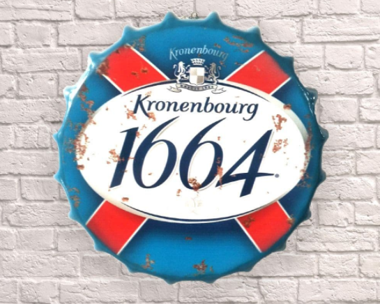 Kronenbourg Retro Metal Bottle Cap Wall Sign – Bar & Man Cave Decor