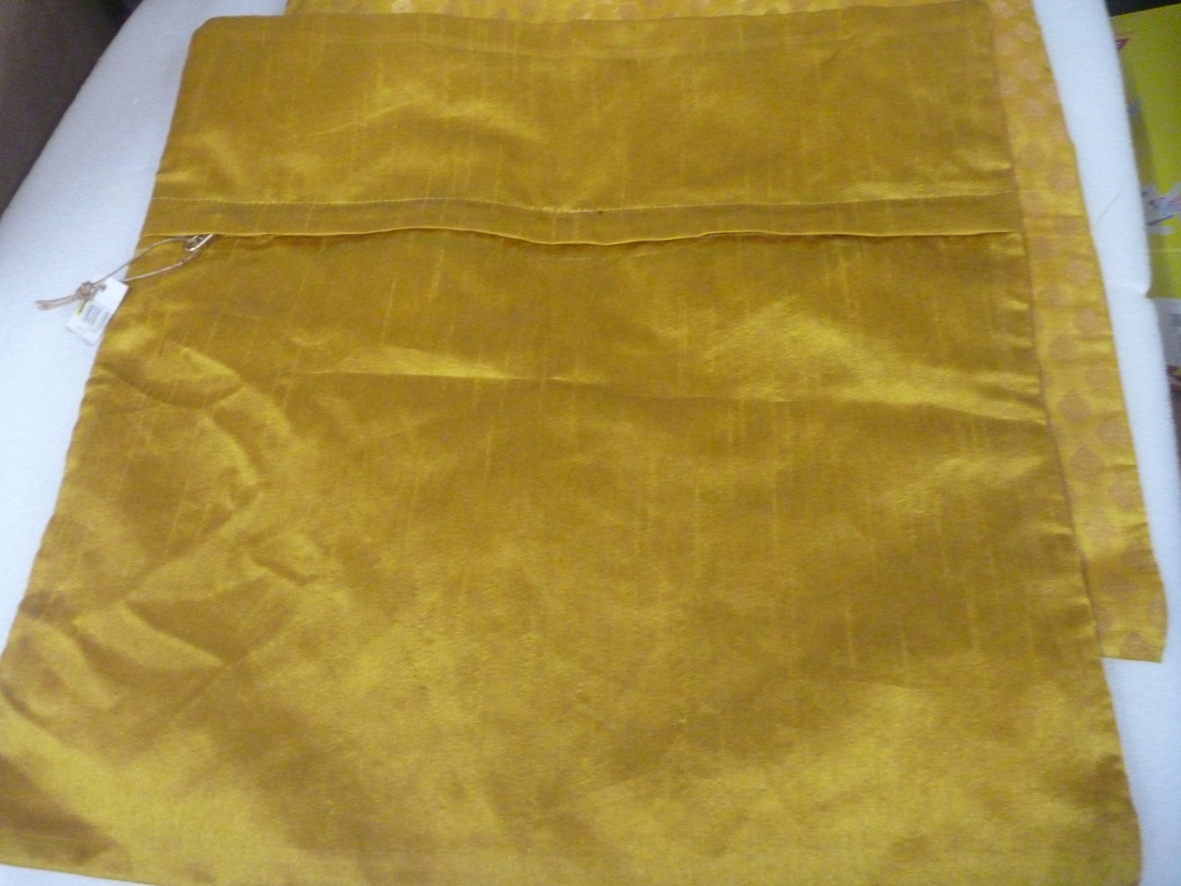 Shared Earth Brocade Cushion Cover Yellow Set of 2 40x40cm - Preloved