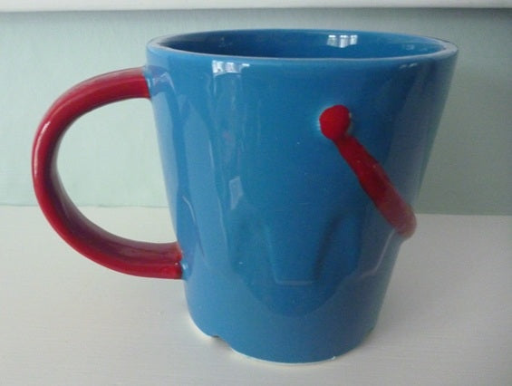 Sandcastle Bucket & Spade Shaped Mug and Spoon Set Blue Red | Pastel Pier | Something Different (Copy)