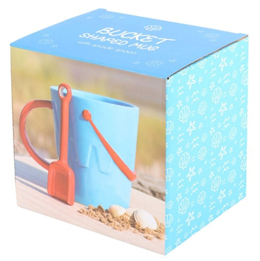 Sandcastle Bucket & Spade Shaped Mug and Spoon Set Blue Red | Pastel Pier | Something Different (Copy)
