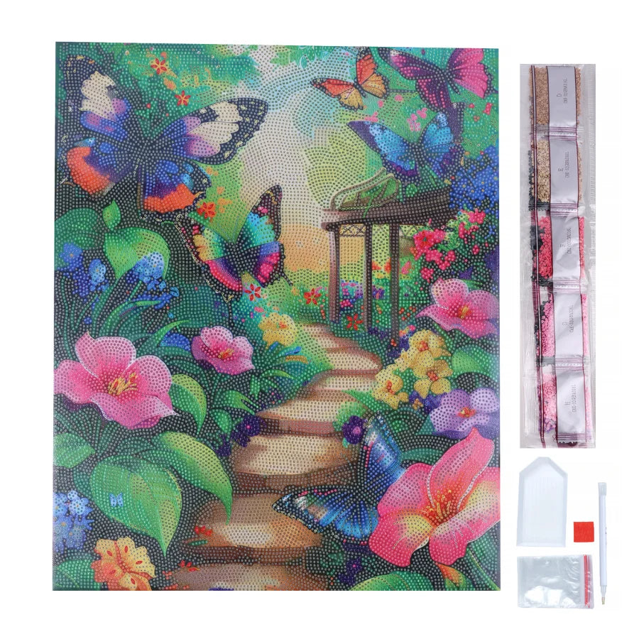 Butterfly Lane Crystal Art Canvas Kit | 40 x 50cm | Craft Buddy