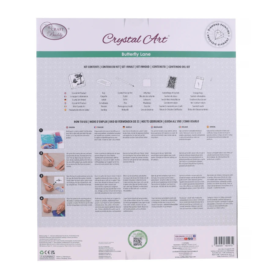 Butterfly Lane Crystal Art Canvas Kit | 40 x 50cm | Craft Buddy