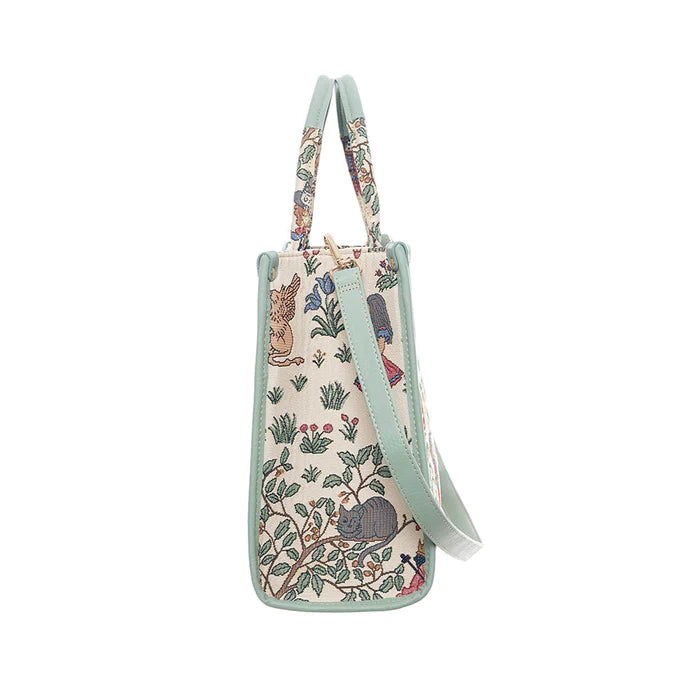 Signare Tapestry Alice in Wonderland City Convertible Large Grab Bag Cream Green