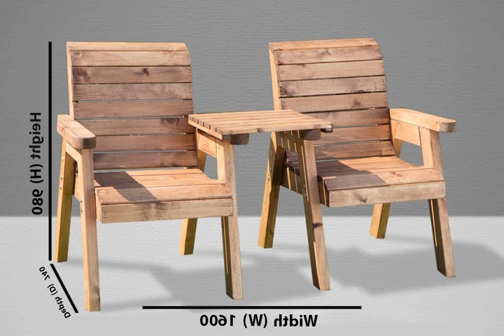 Handcrafted 2-Seater Garden Love Seat | Wooden Patio Bench, Made in UK