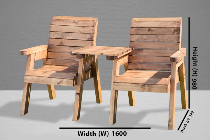 Handcrafted 2-Seater Garden Love Seat | Wooden Patio Bench, Made in UK