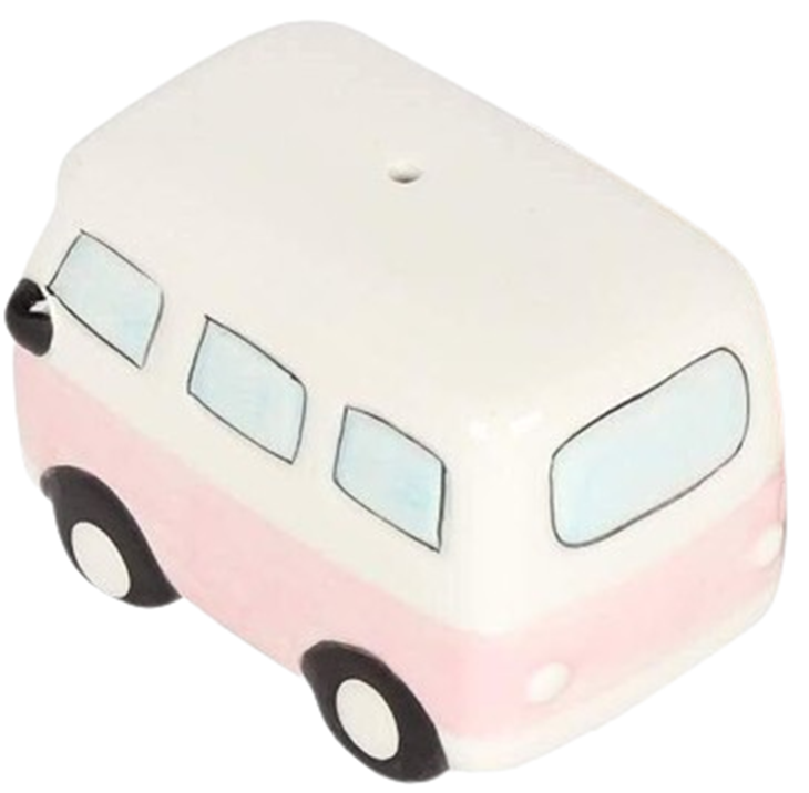 Retro Camper Van Salt & Pepper Shaker Set – Pink & White Ceramic Cruet