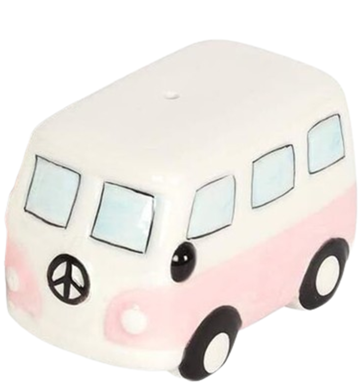 Retro Camper Van Salt & Pepper Shaker Set – Pink & White Ceramic Cruet