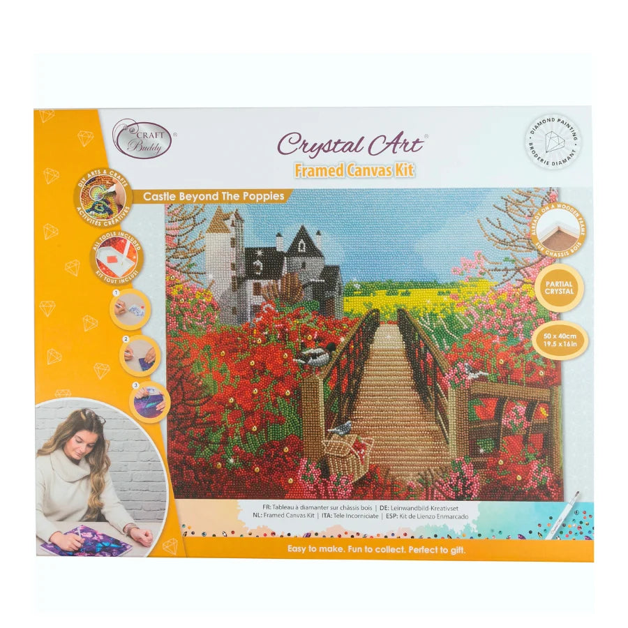 Craft Buddy Castle Beyond the Poppies Crystal Art Canvas Kit 40 x 50cm