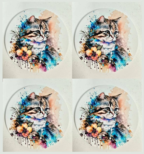 Kozzy Rainbow Animal Ceramic Coasters Set of 4 | Cat & Dog Pop Art Design