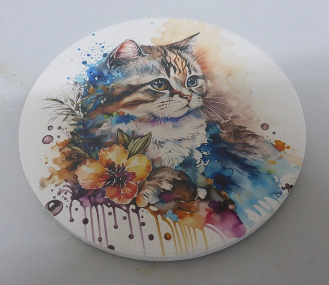 Kozzy Rainbow Animal Ceramic Coasters Set of 4 | Cat & Dog Pop Art Design