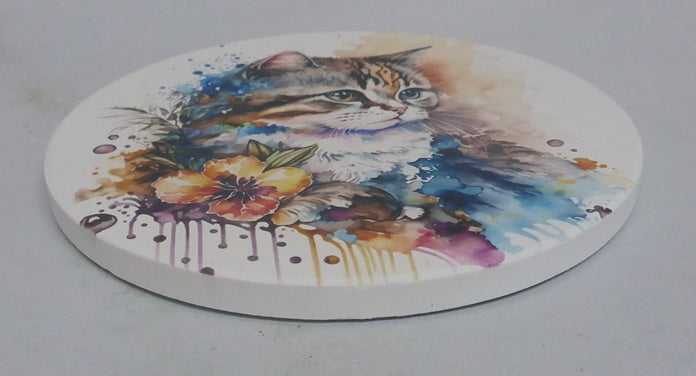Kozzy Rainbow Animal Ceramic Coasters Set of 4 | Cat & Dog Pop Art Design