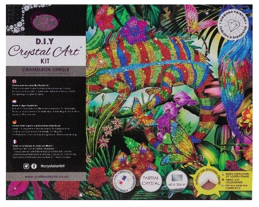 Chameleon Jungle Crystal Art Canvas Kit | 40 x 50cm | Craft Buddy