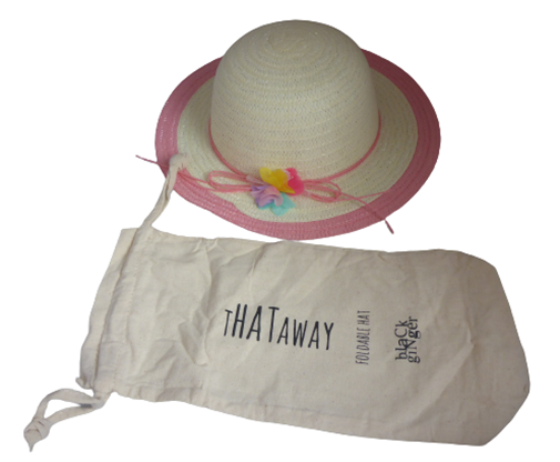 Black Ginger Children's Foldable Flower Sun Hat Pink Multicoloured with Travel Bag