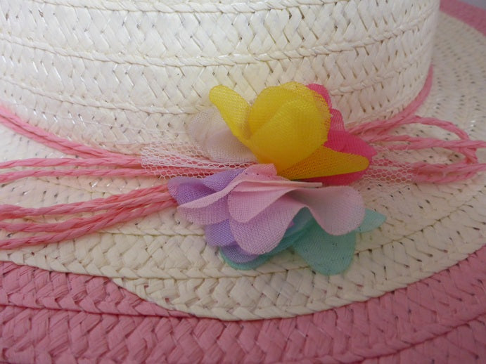 Black Ginger Children's Foldable Flower Sun Hat Pink Multicoloured with Travel Bag