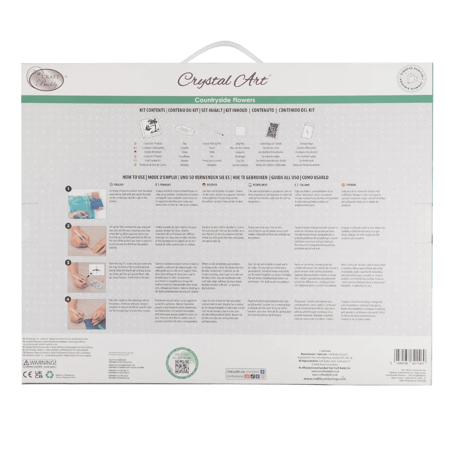 Craft Buddy Countryside Flowers Crystal Art Canvas Kit 40 x 50cm