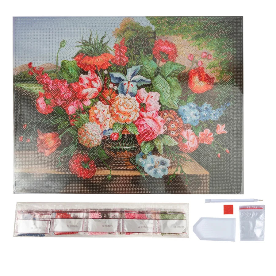 Craft Buddy Countryside Flowers Crystal Art Canvas Kit 40 x 50cm