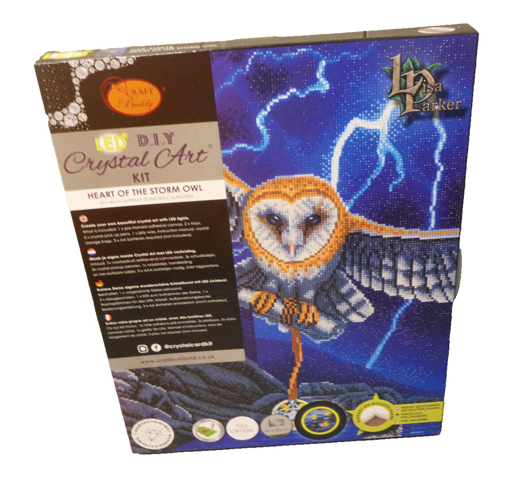Craft Buddy Heart of the Storm Owl LED Light-Up Crystal Art Canvas Kit 40 x 50cm