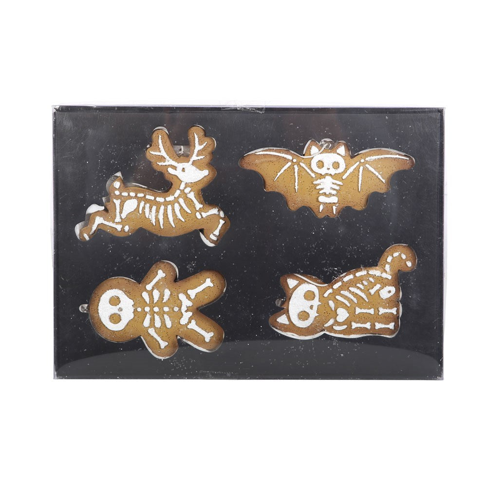 Something Different Gothic Skeleton Gingerbread Christmas Decorations Set of 4 | Creepmas Ornaments