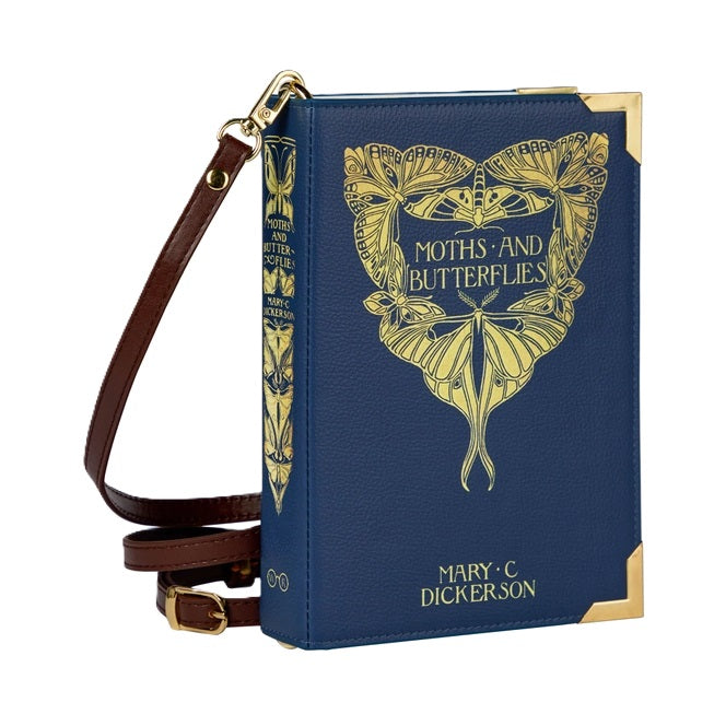 Well Read Book Large Cross Body Shoulder Bag - Mary C Dickerson - Moths and Butterflies